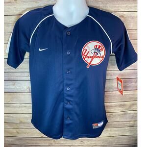 NWT Boys Kids Youth Nike NY Yankees Blue Stitched MLB Jersey Size M 12/14